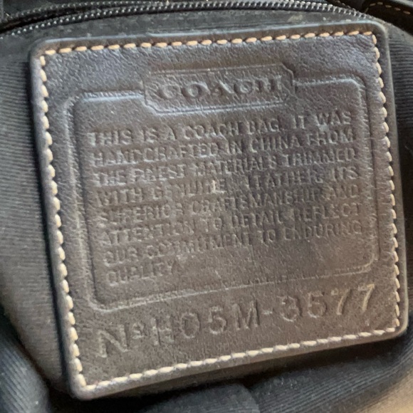 COACH BLACK Monogram Fabric with LEATHER  Trim SHOULDER BAG - Picture 2 of 6